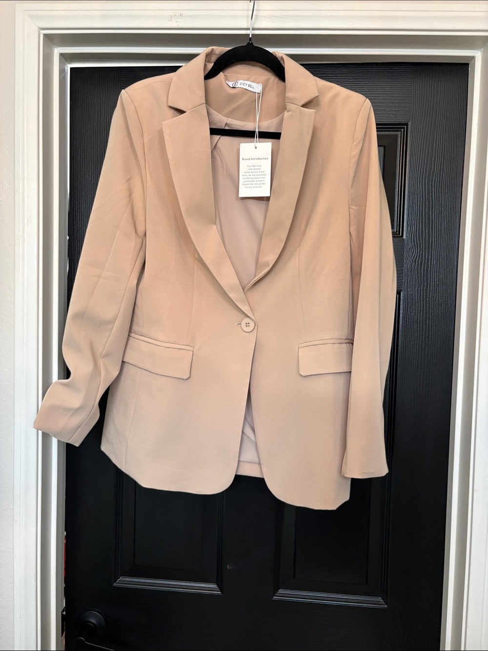 Women's Single-Button Blazer Jacket - Nude